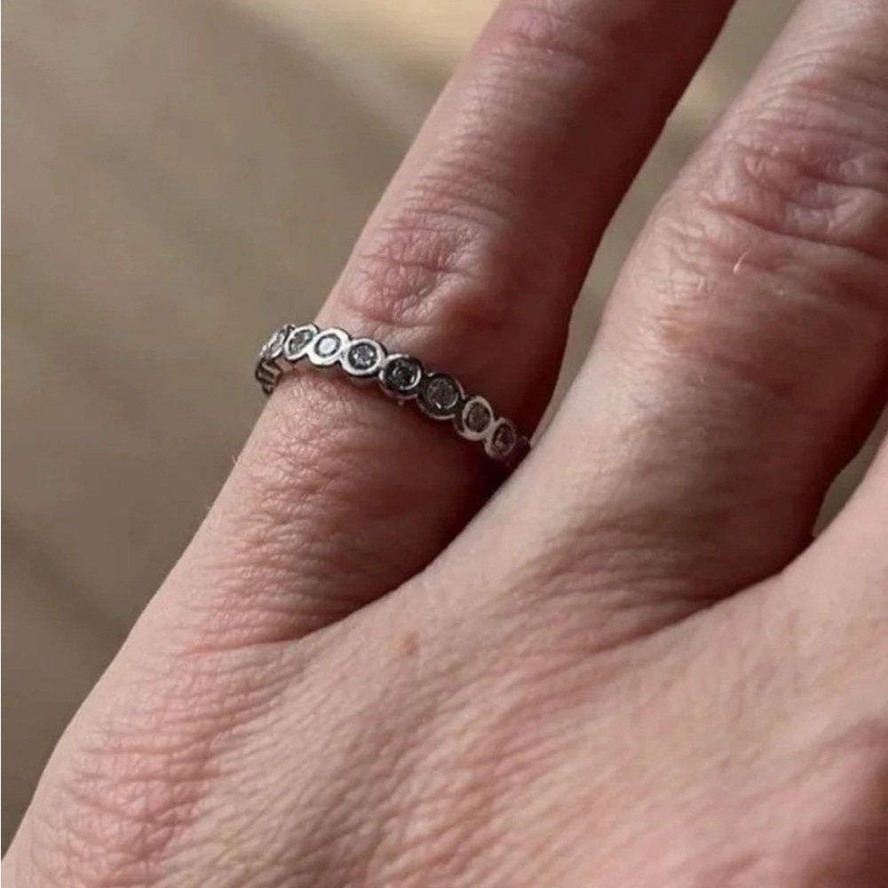 Sterling Silver Cubic Zirconia Pave Ring Sz 6